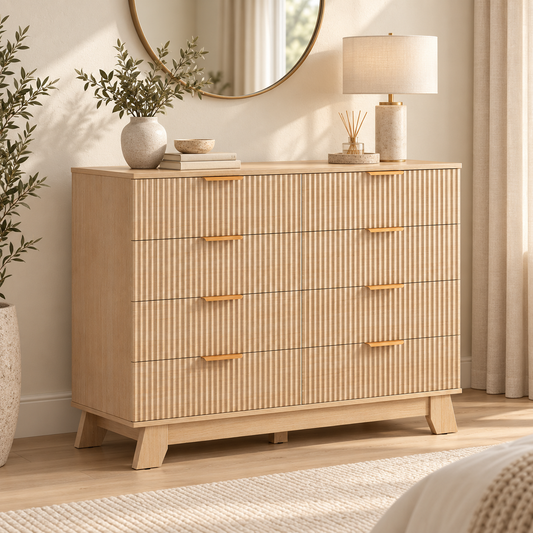 Natural fluted chest of drawers