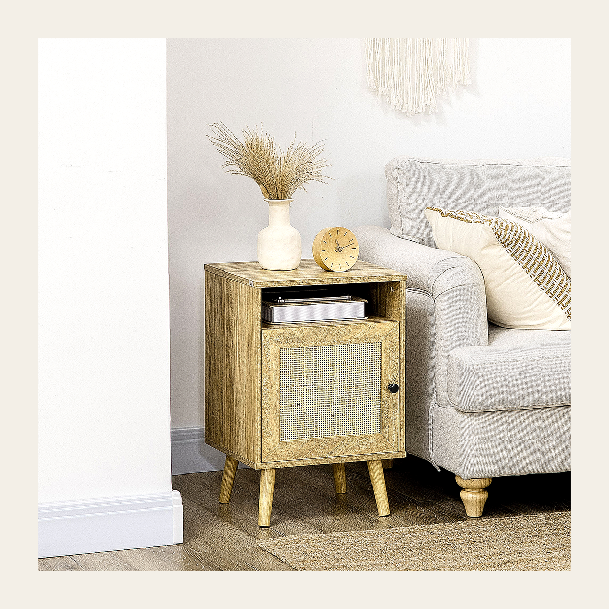 Natural Rattan Bedside Cabinet – Rovenmere Home