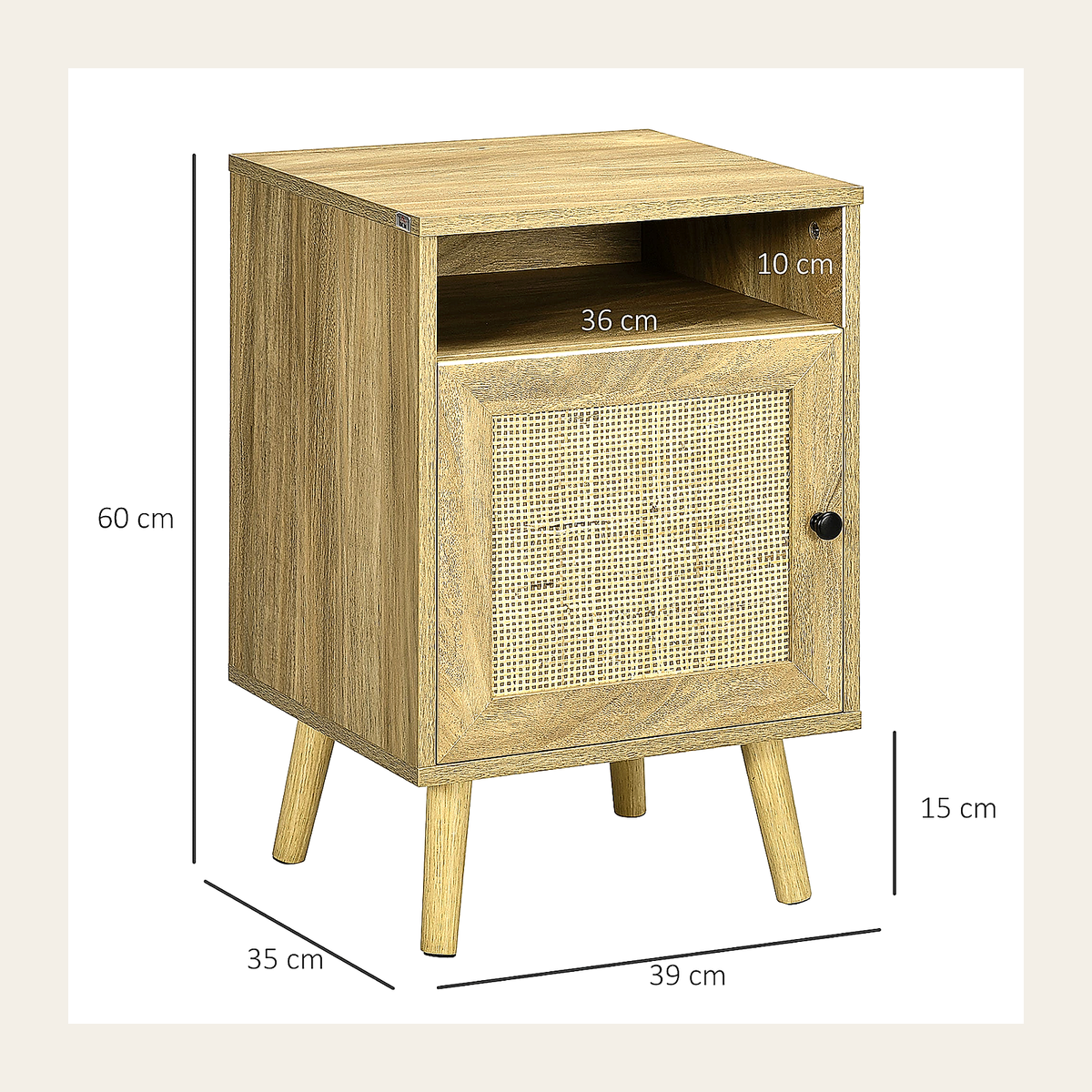 Natural Rattan Bedside Cabinet – Rovenmere Home