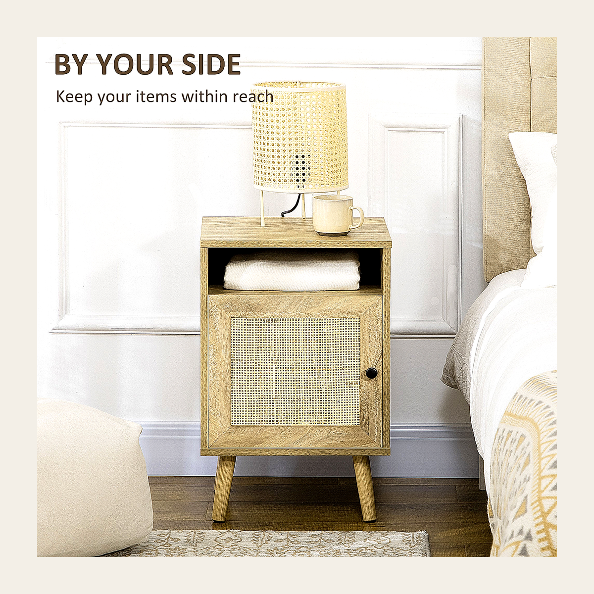 Natural Rattan Bedside Cabinet – Rovenmere Home