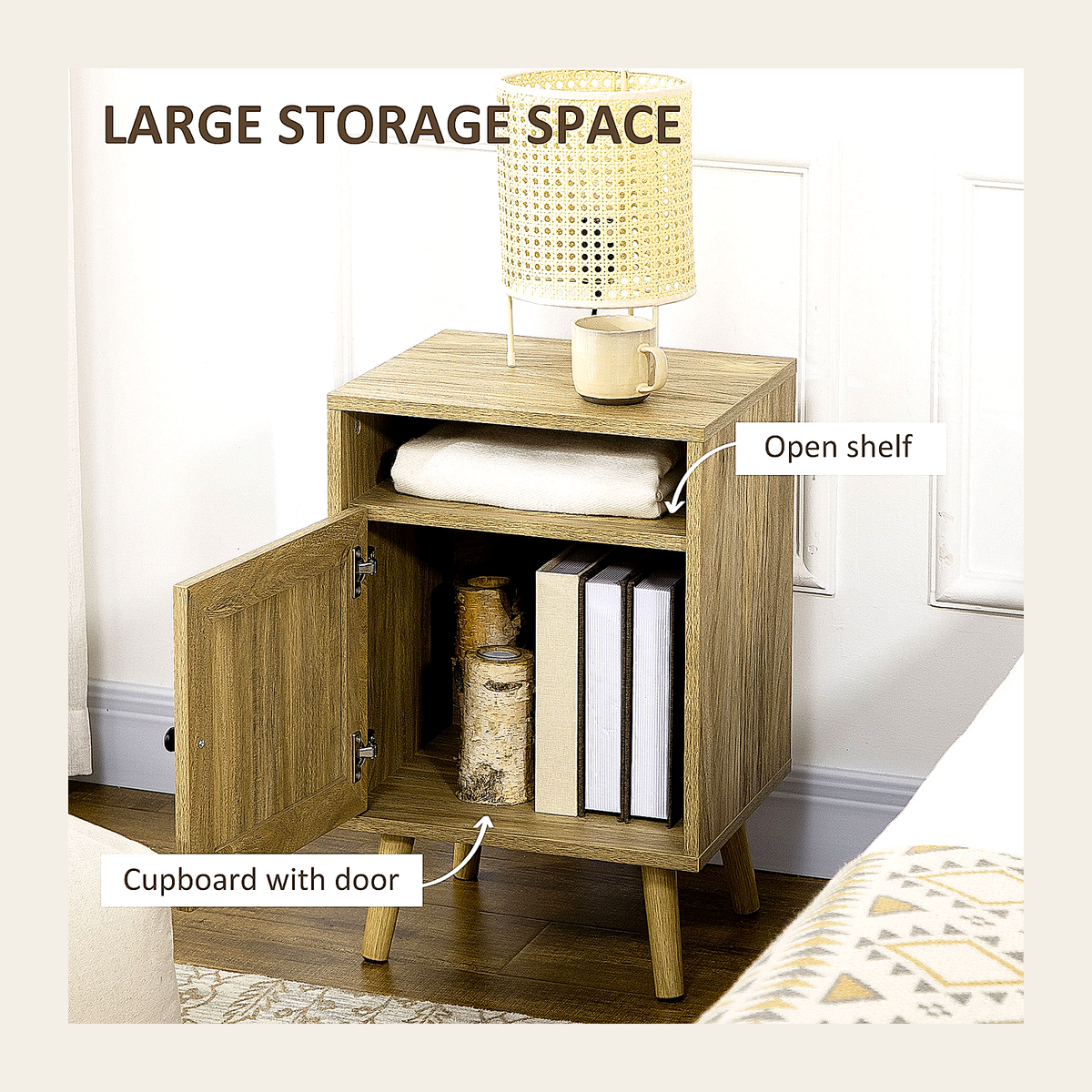 Natural Rattan Bedside Cabinet – Rovenmere Home