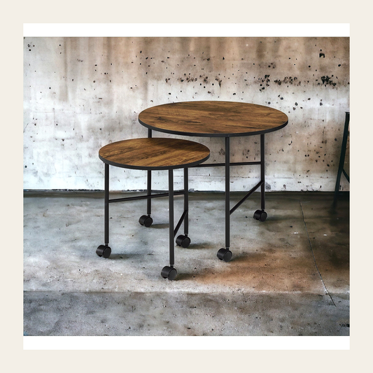 Oblis Vintage Oak Nesting Table Set – Rovenmere Home