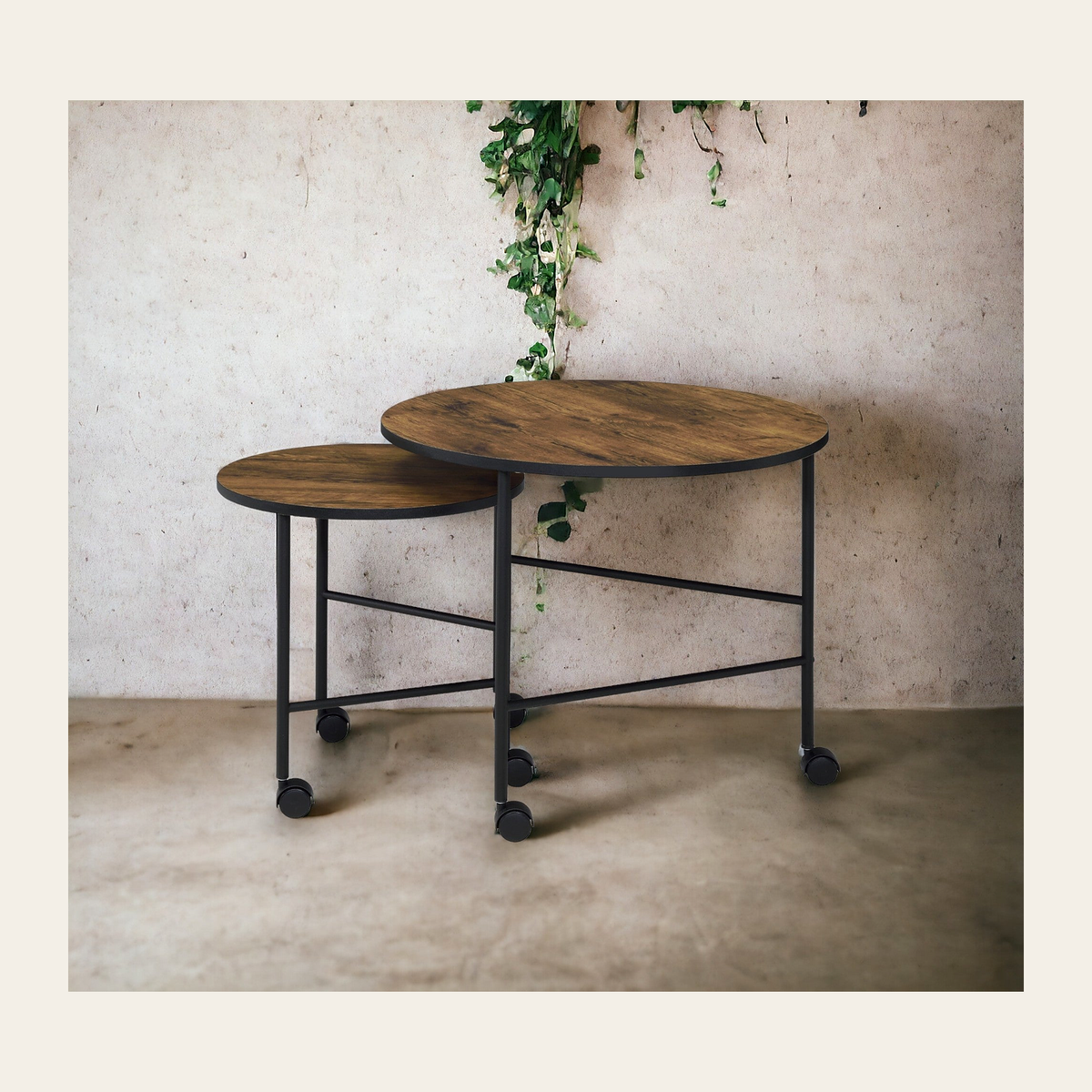Oblis Vintage Oak Nesting Table Set – Rovenmere Home
