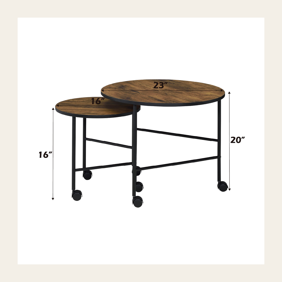 Oblis Vintage Oak Nesting Table Set – Rovenmere Home