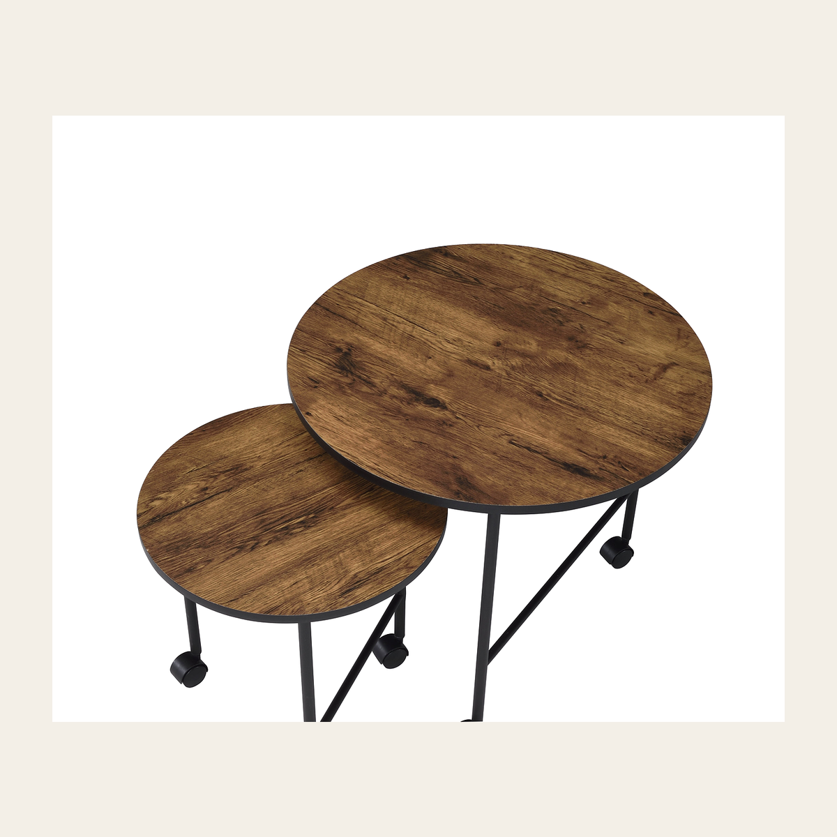 Oblis Vintage Oak Nesting Table Set – Rovenmere Home