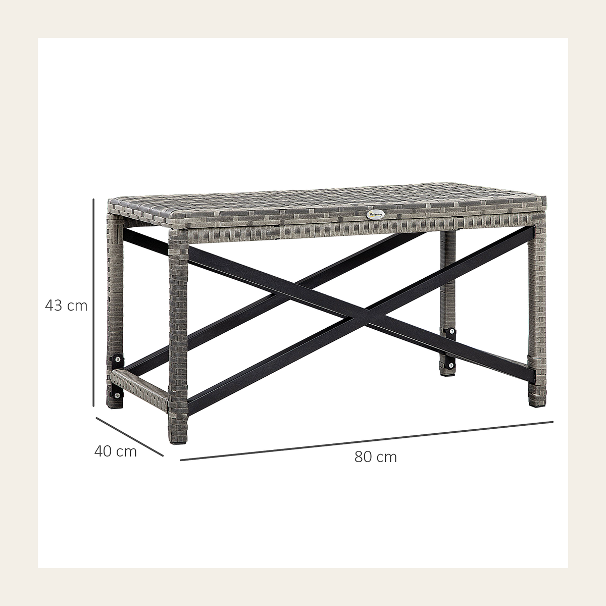 Woven Rattan Outdoor Coffee Table – Grey – Rovenmere Home