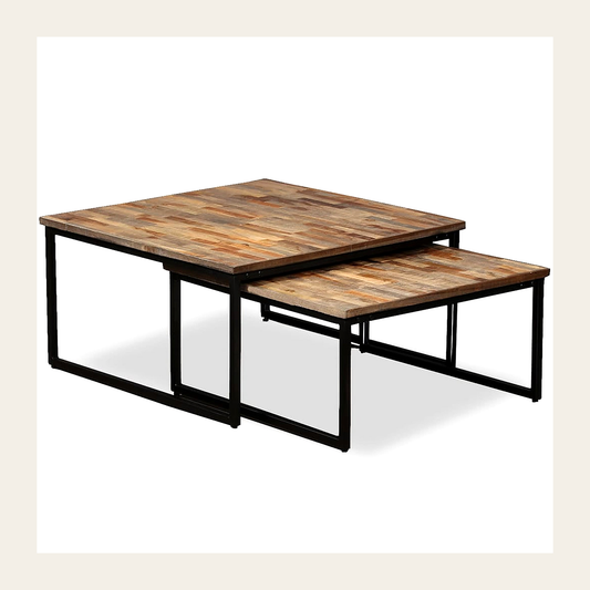 Recycled Teak Nesting Tables – Set of 2 – Rovenmere Home