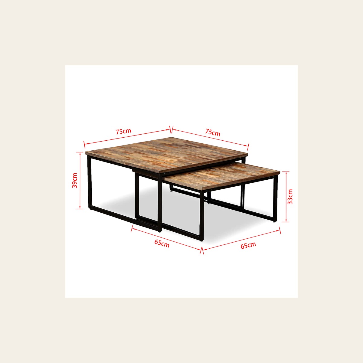 Recycled Teak Nesting Tables – Set of 2 – Rovenmere Home