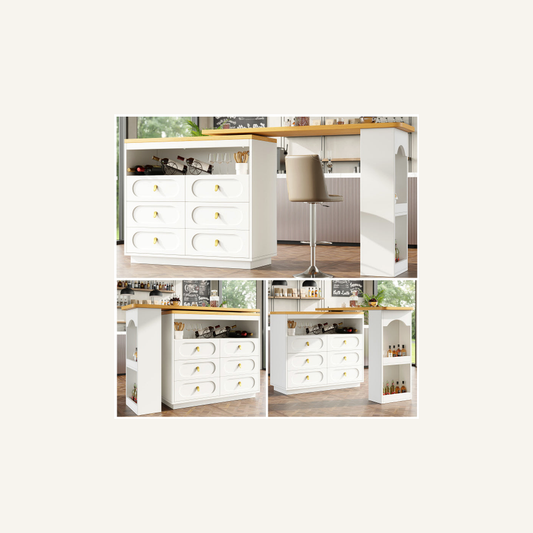 Rovenmere 360 degree rotating kitchen bar and storage unit