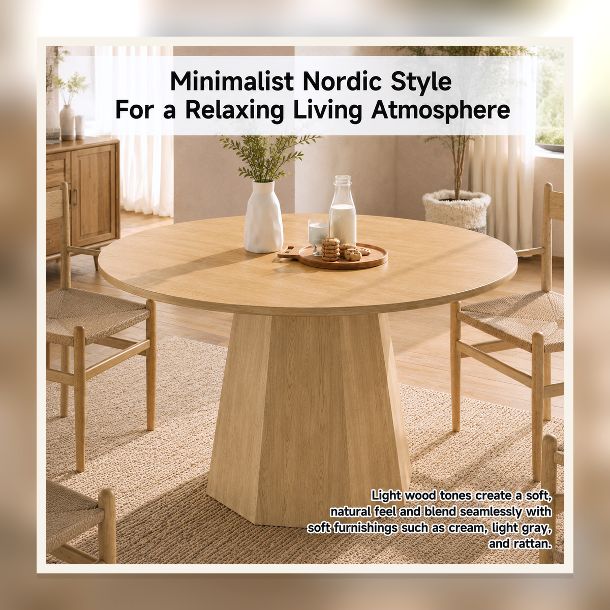 Rovenmere 120cm round oak dining table