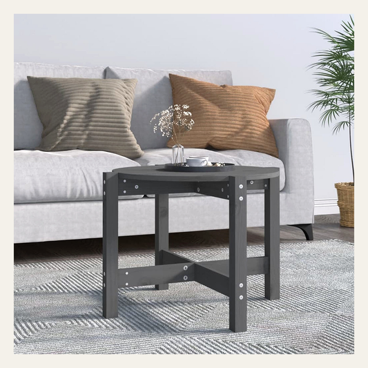 Rovenmere round solid pine coffee table grey