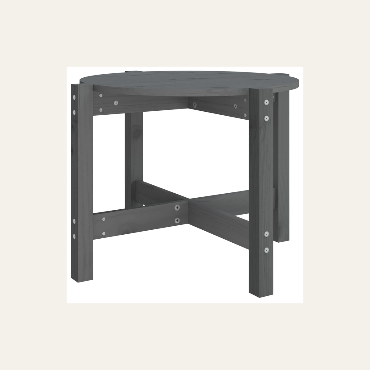 Rovenmere round solid pine coffee table grey