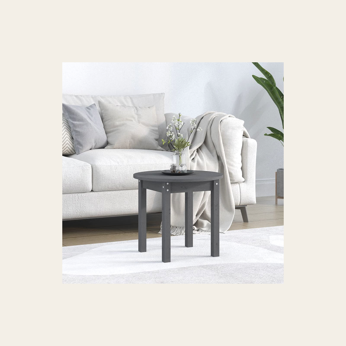 Round Solid Pine Side Table – 45cm – Rovenmere Home
