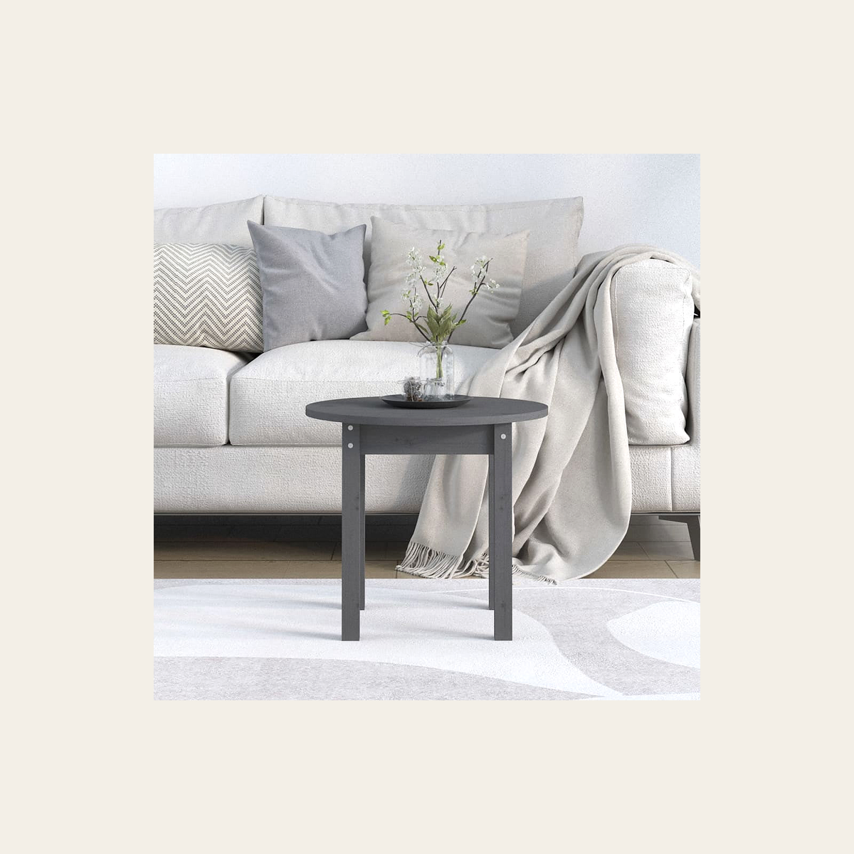Round Solid Pine Side Table – 45cm – Rovenmere Home