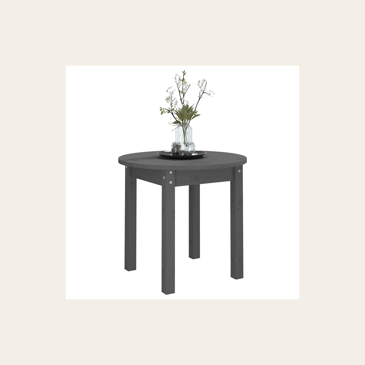 Round Solid Pine Side Table – 45cm – Rovenmere Home