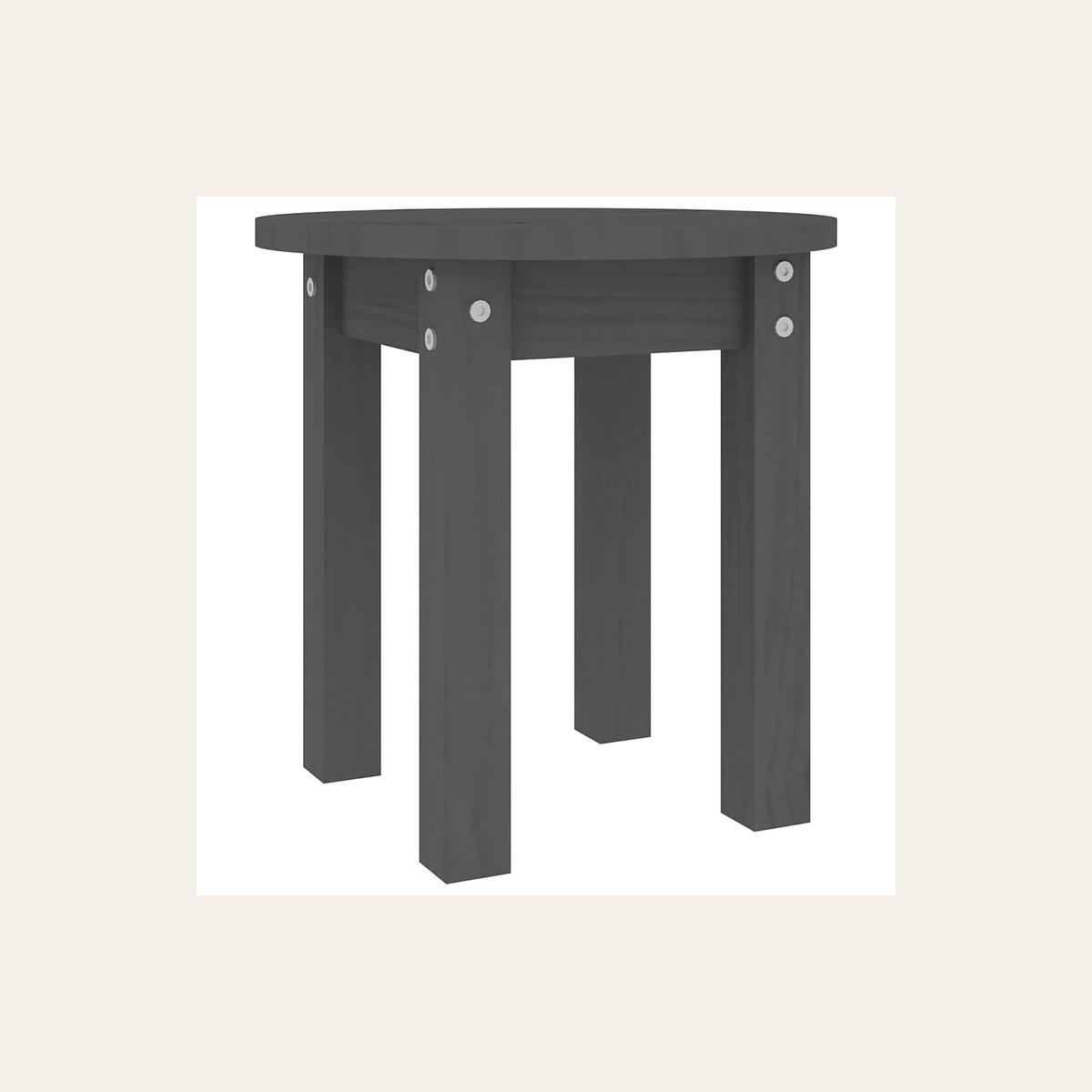 Round Solid Pine Side Table – Grey – Rovenmere Home