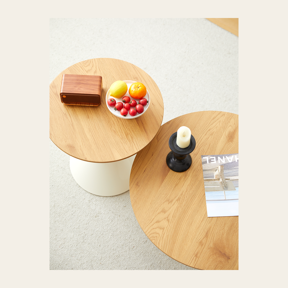 Round White & Wood Coffee Table – Rovenmere Home