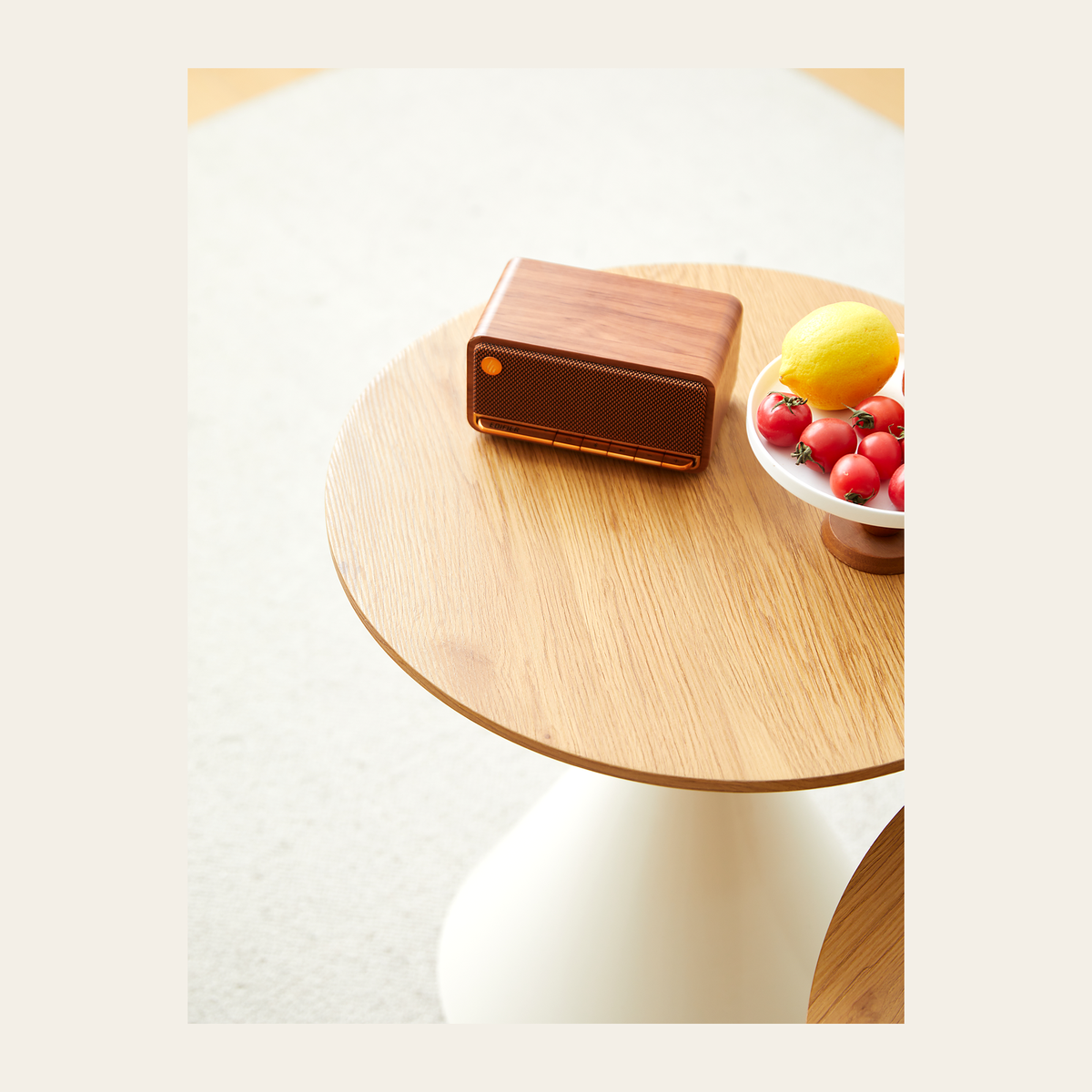 Round White & Wood Coffee Table – Rovenmere Home