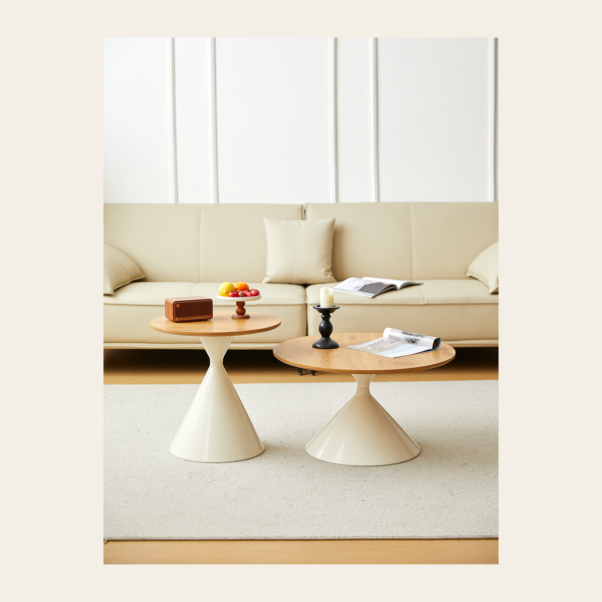 Round White & Wood Coffee Table – Rovenmere Home
