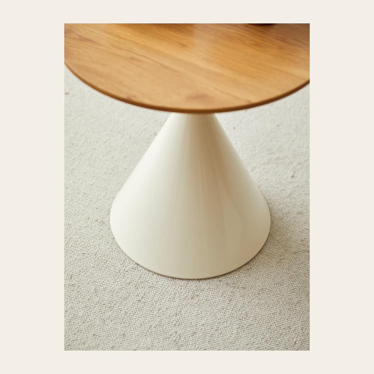 Round White & Wood Coffee Table – Rovenmere Home