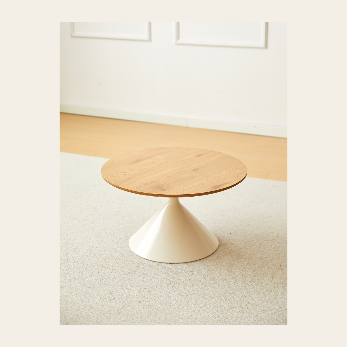 Round White & Wood Coffee Table – Rovenmere Home