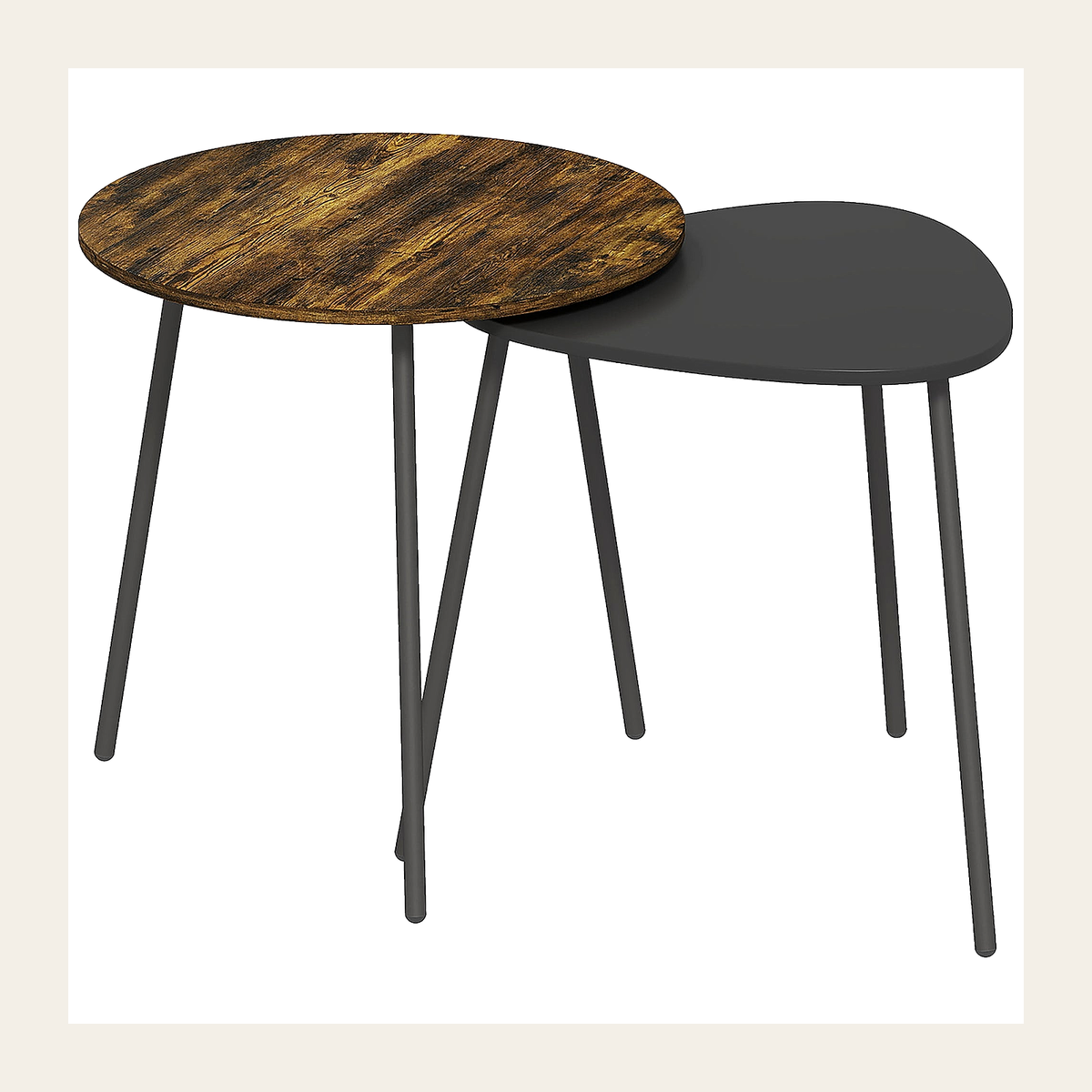 Rustic Brown Nesting Side Tables – Set of 2 – Rovenmere Home