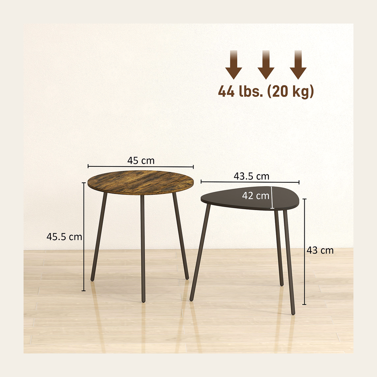 Rustic Brown Nesting Side Tables – Set of 2 – Rovenmere Home