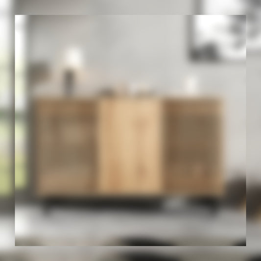 Rovenmere natural wood three-door sideboard enhanced product image