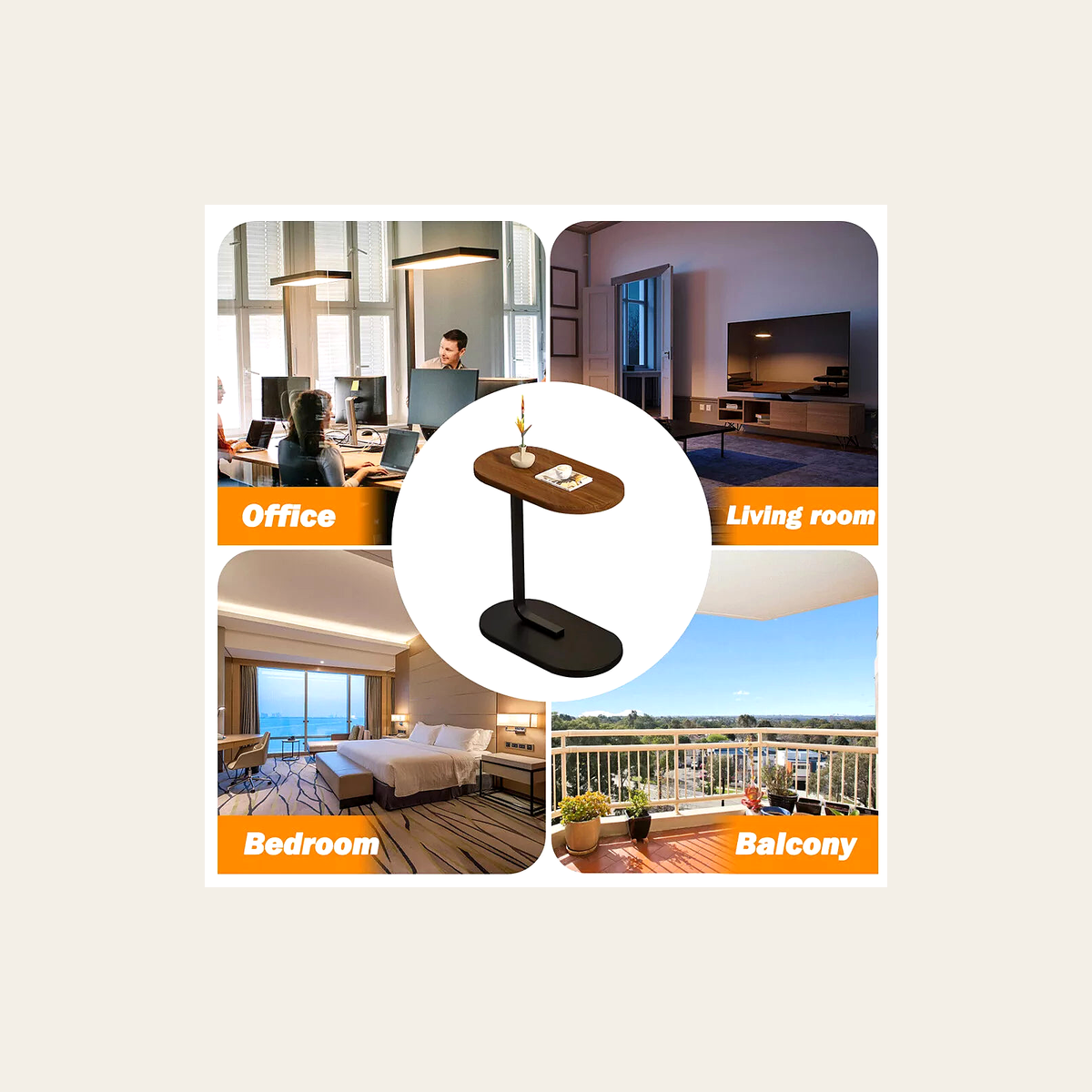 Slim C-Shaped Side Table – Rovenmere Home
