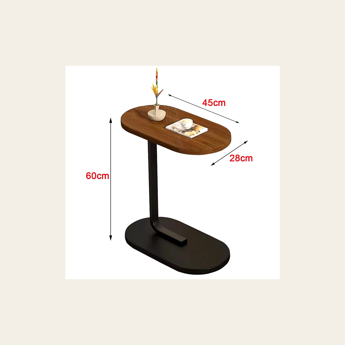 Slim C-Shaped Side Table – Rovenmere Home