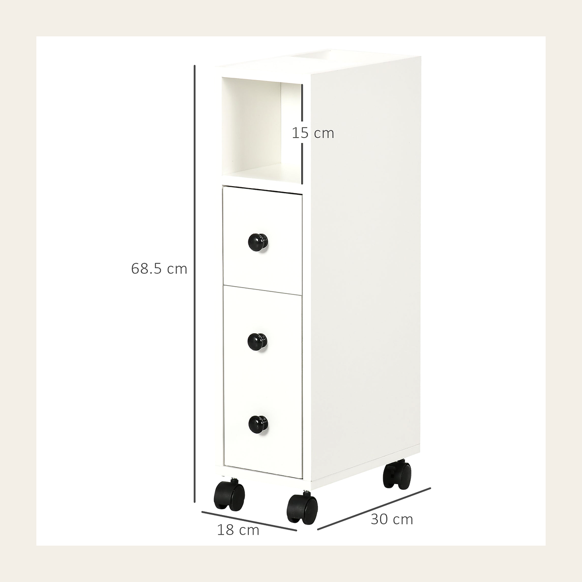 Slimline Bathroom Storage Cabinet – White – Rovenmere Home