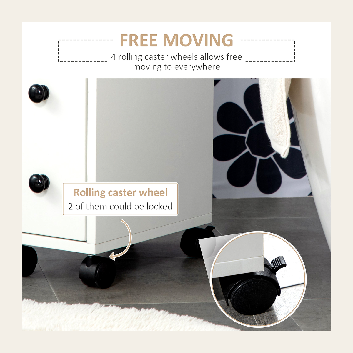 Slimline Bathroom Storage Cabinet – White – Rovenmere Home
