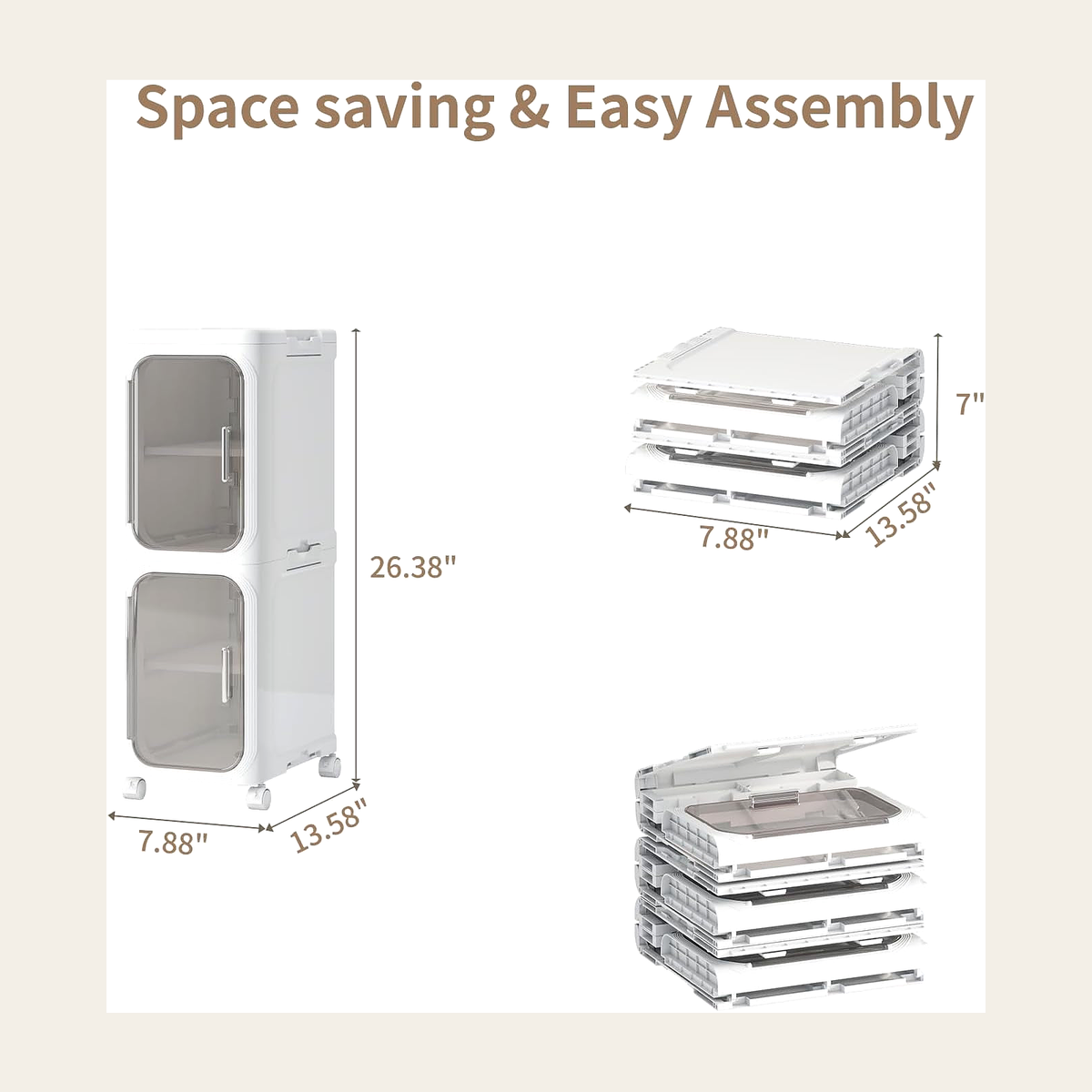Slimline Two-Tier Storage Cabinet – White – Rovenmere Home