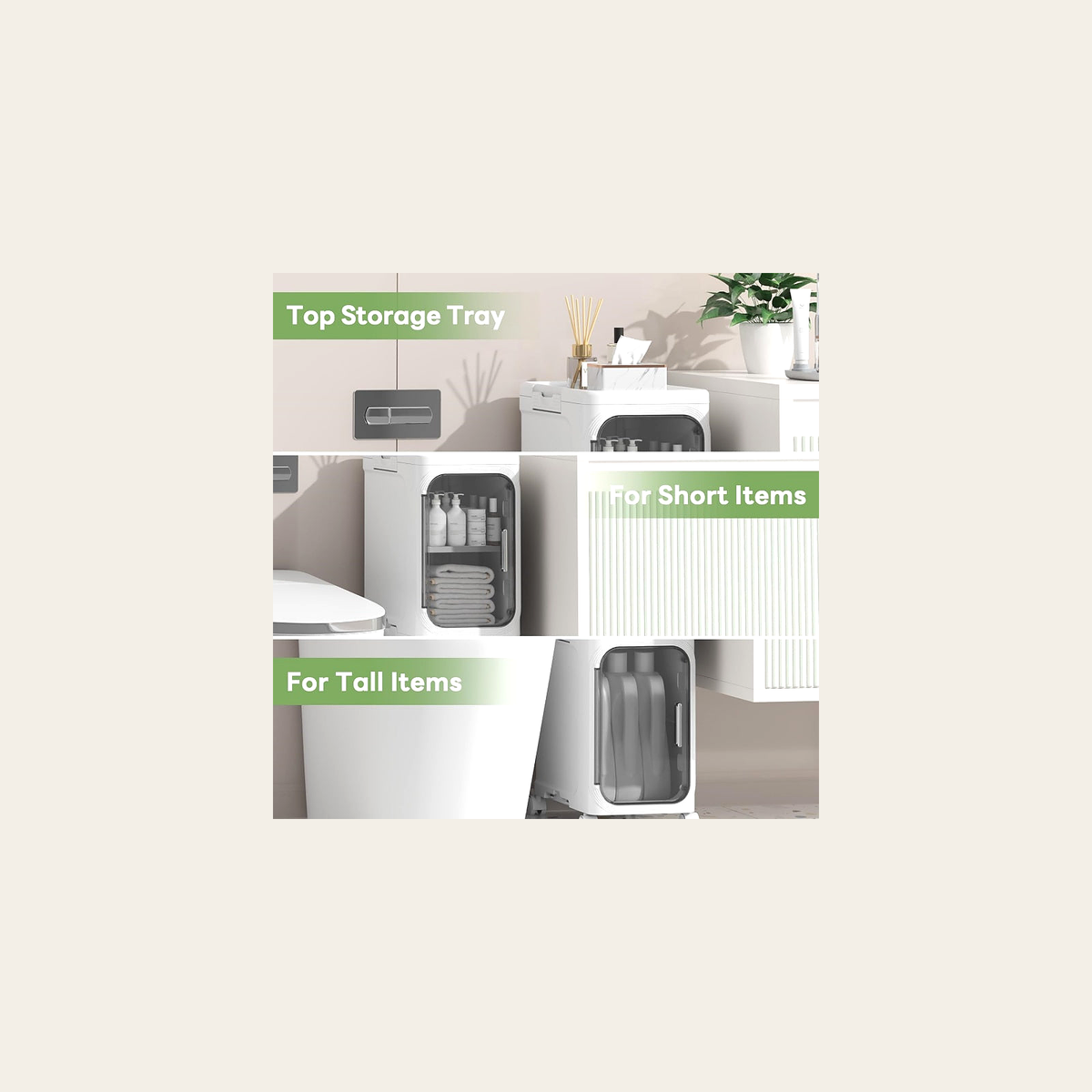 Slimline Two-Tier Storage Cabinet – White – Rovenmere Home