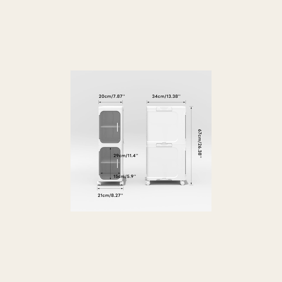Slimline Two-Tier Storage Cabinet – White – Rovenmere Home