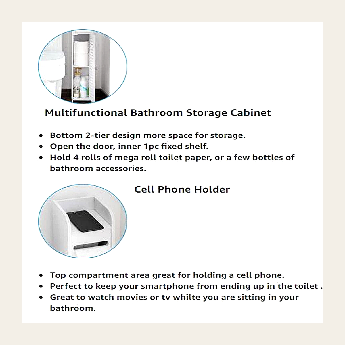 Tall Slimline Bathroom Storage Cabinet – White – Rovenmere Home