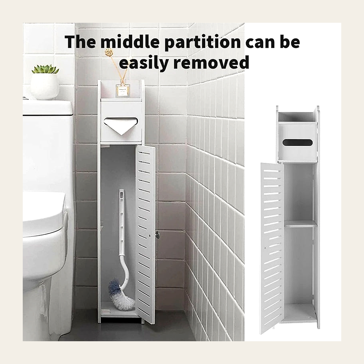 Tall Slimline Bathroom Storage Cabinet – White – Rovenmere Home