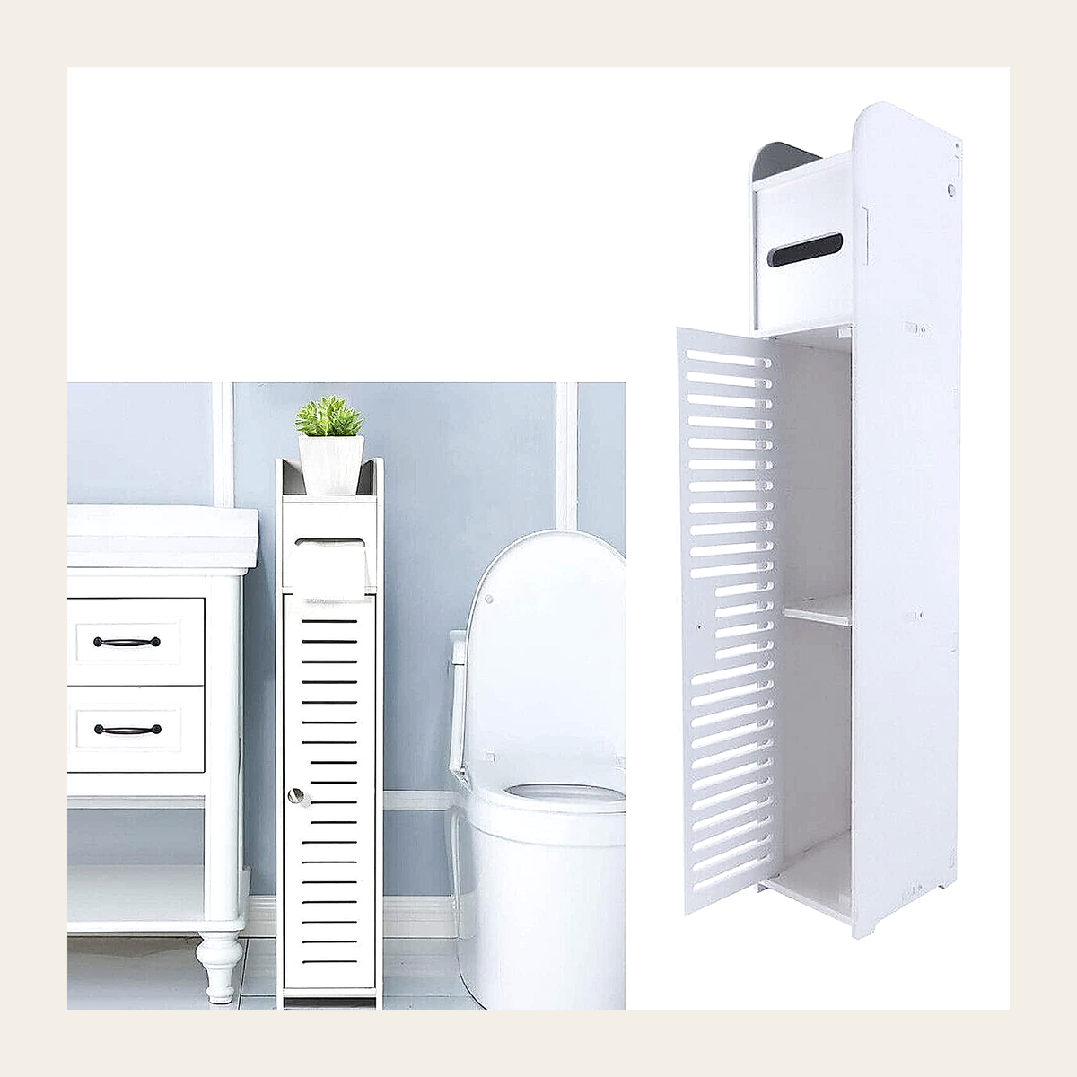 Tall Slimline Bathroom Storage Cabinet – White – Rovenmere Home
