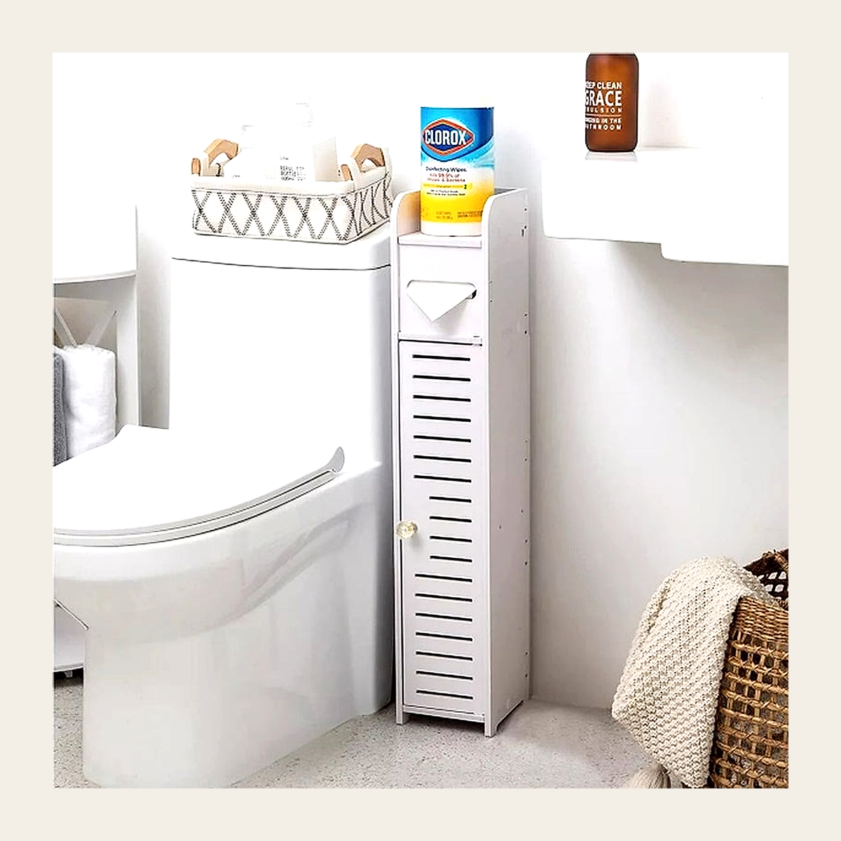 Tall Slimline Bathroom Storage Cabinet – White – Rovenmere Home