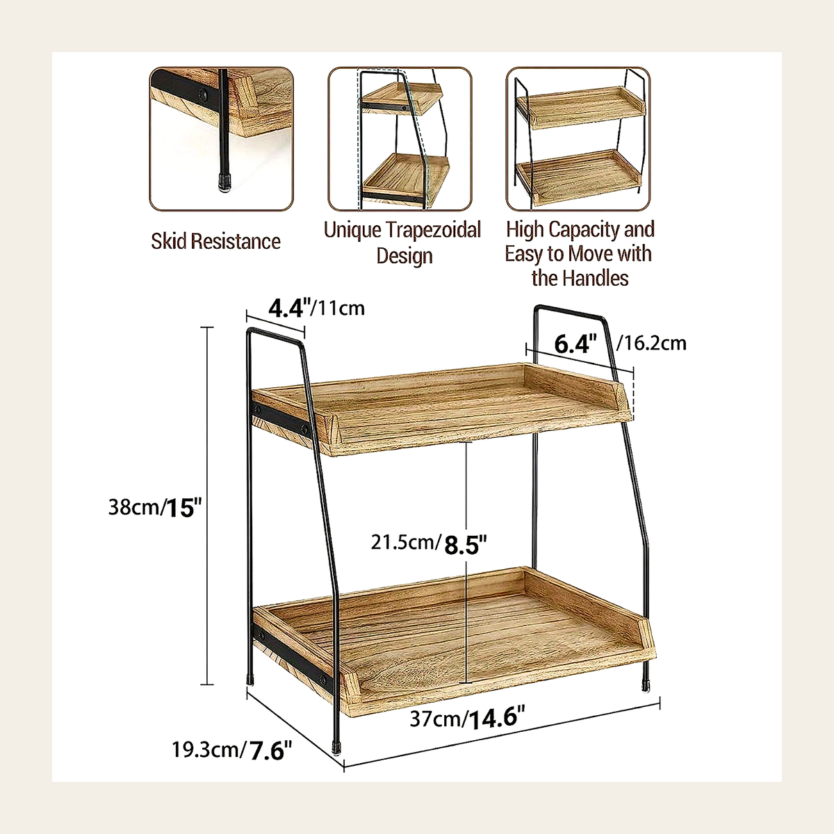 Two-Tier Wooden Display & Storage Shelf – Rovenmere Home