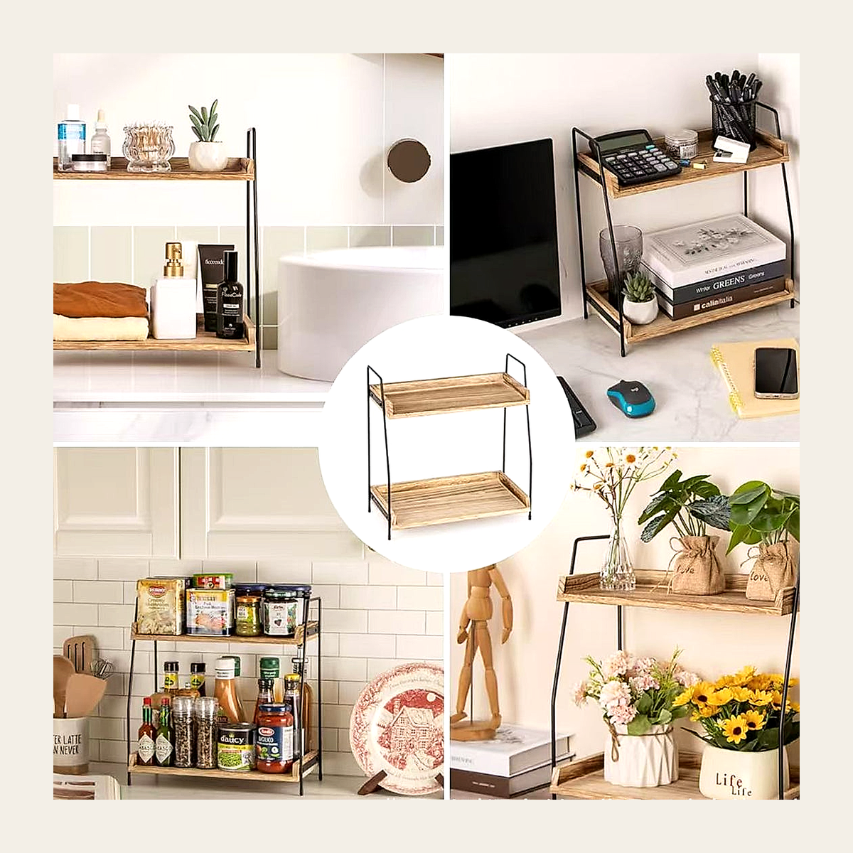 Two-Tier Wooden Display & Storage Shelf – Rovenmere Home