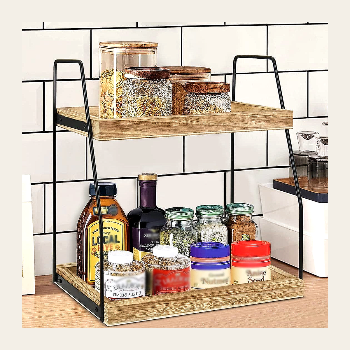 Two-Tier Wooden Display & Storage Shelf – Rovenmere Home