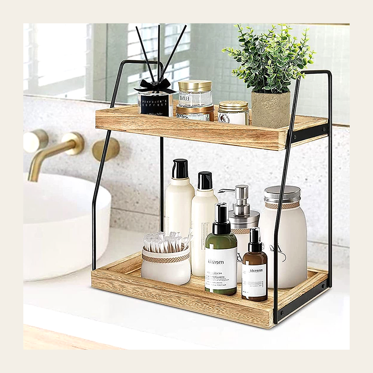 Two-Tier Wooden Display & Storage Shelf – Rovenmere Home