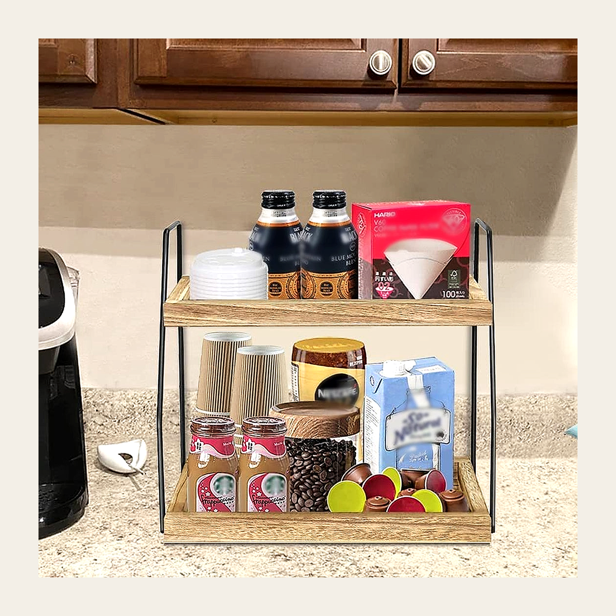 Two-Tier Wooden Display & Storage Shelf – Rovenmere Home