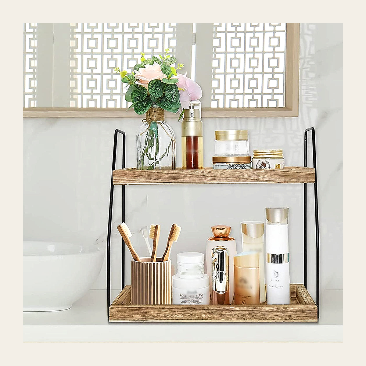 Two-Tier Wooden Display & Storage Shelf – Rovenmere Home