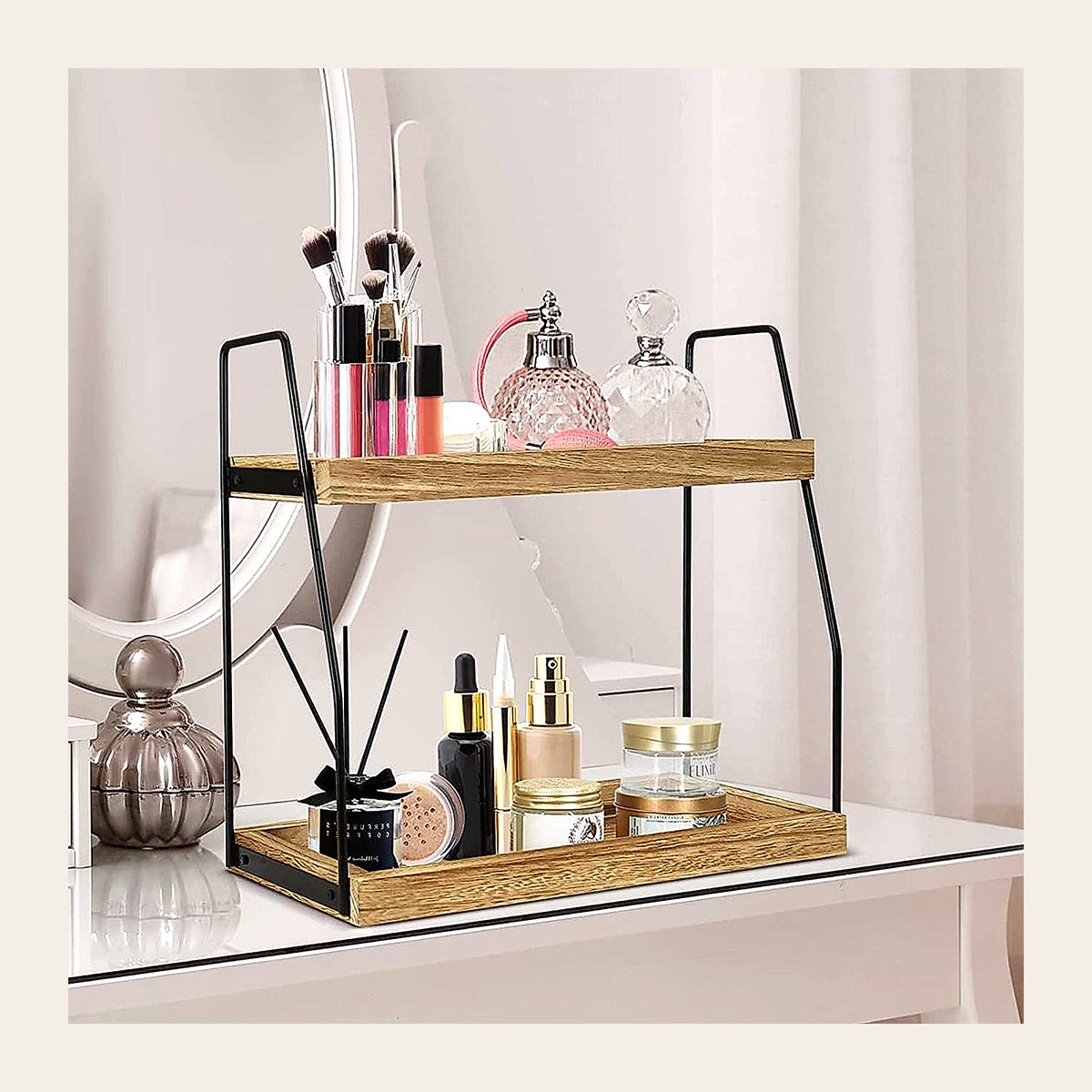 Two-Tier Wooden Display & Storage Shelf – Rovenmere Home