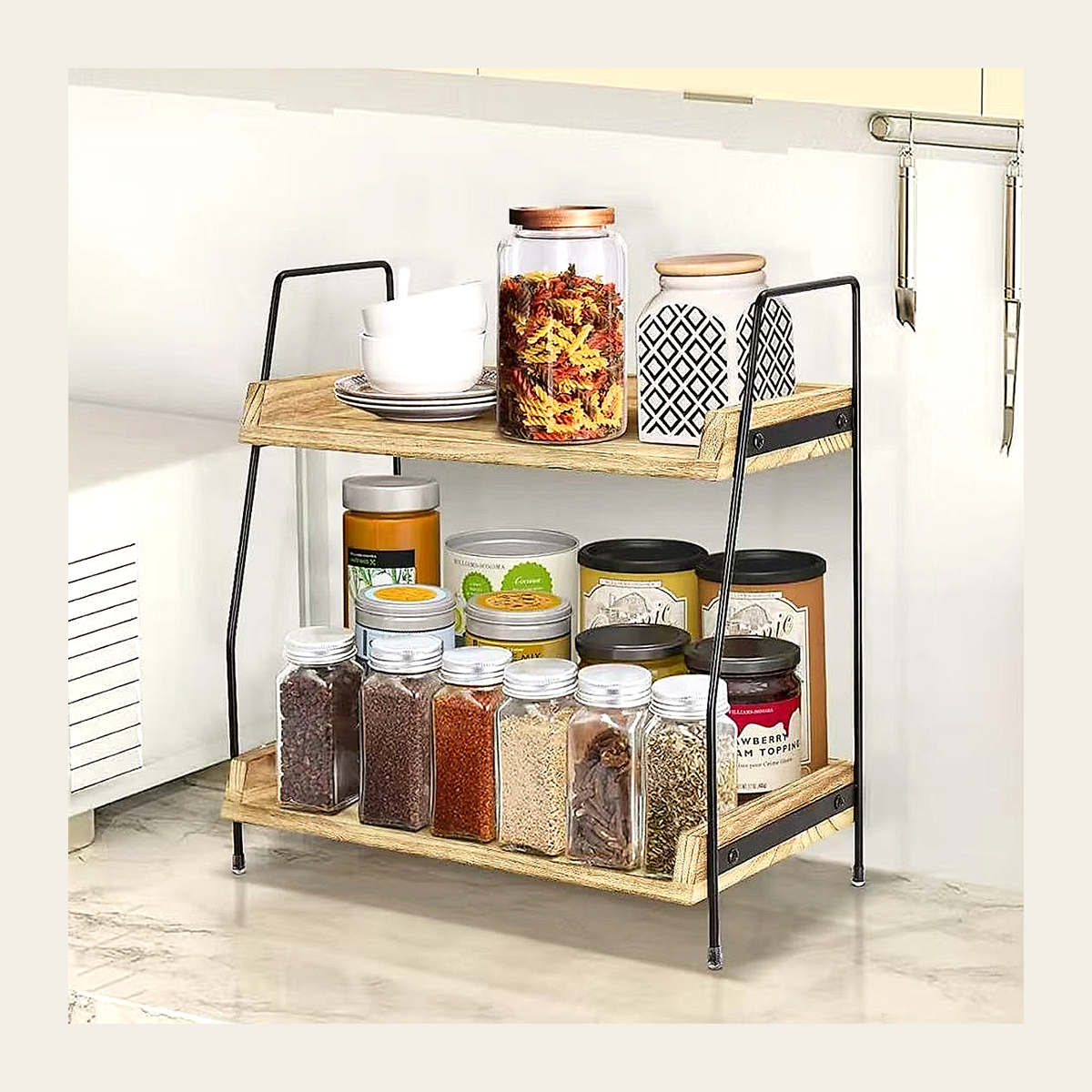 Two-Tier Wooden Display & Storage Shelf – Rovenmere Home