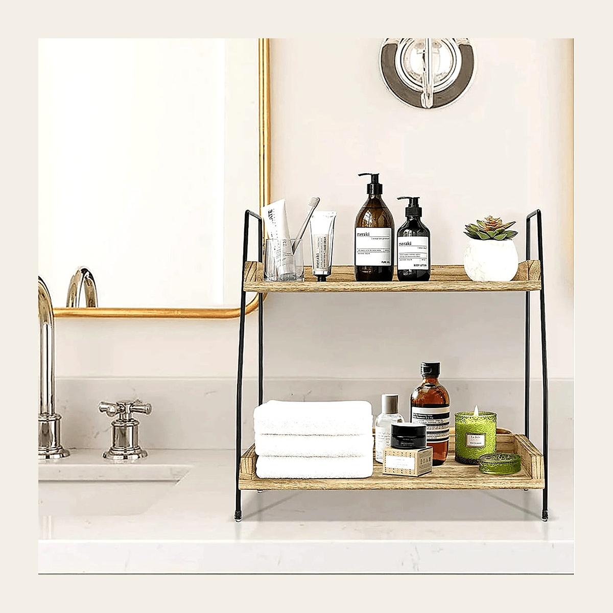 Two-Tier Wooden Display & Storage Shelf – Rovenmere Home