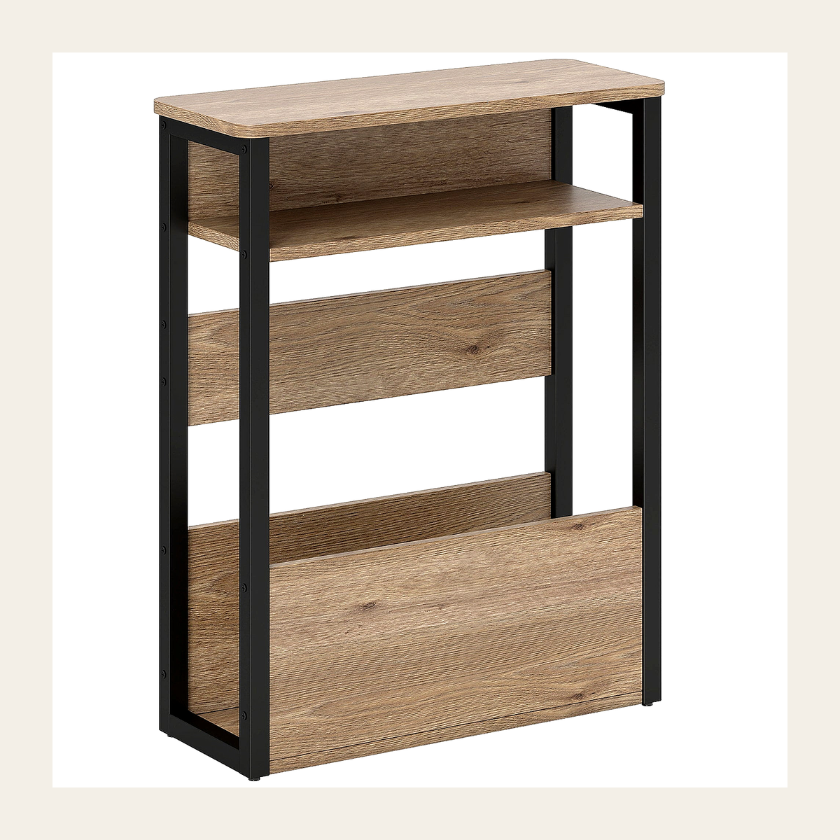 Walnut & Black Slim Side Table – Rovenmere Home
