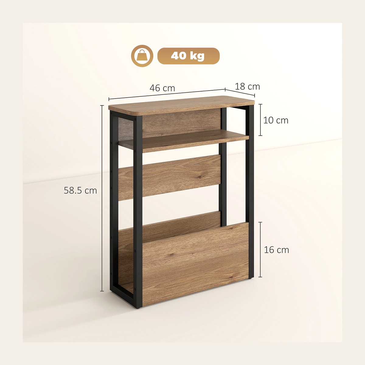 Walnut & Black Slim Side Table – Rovenmere Home
